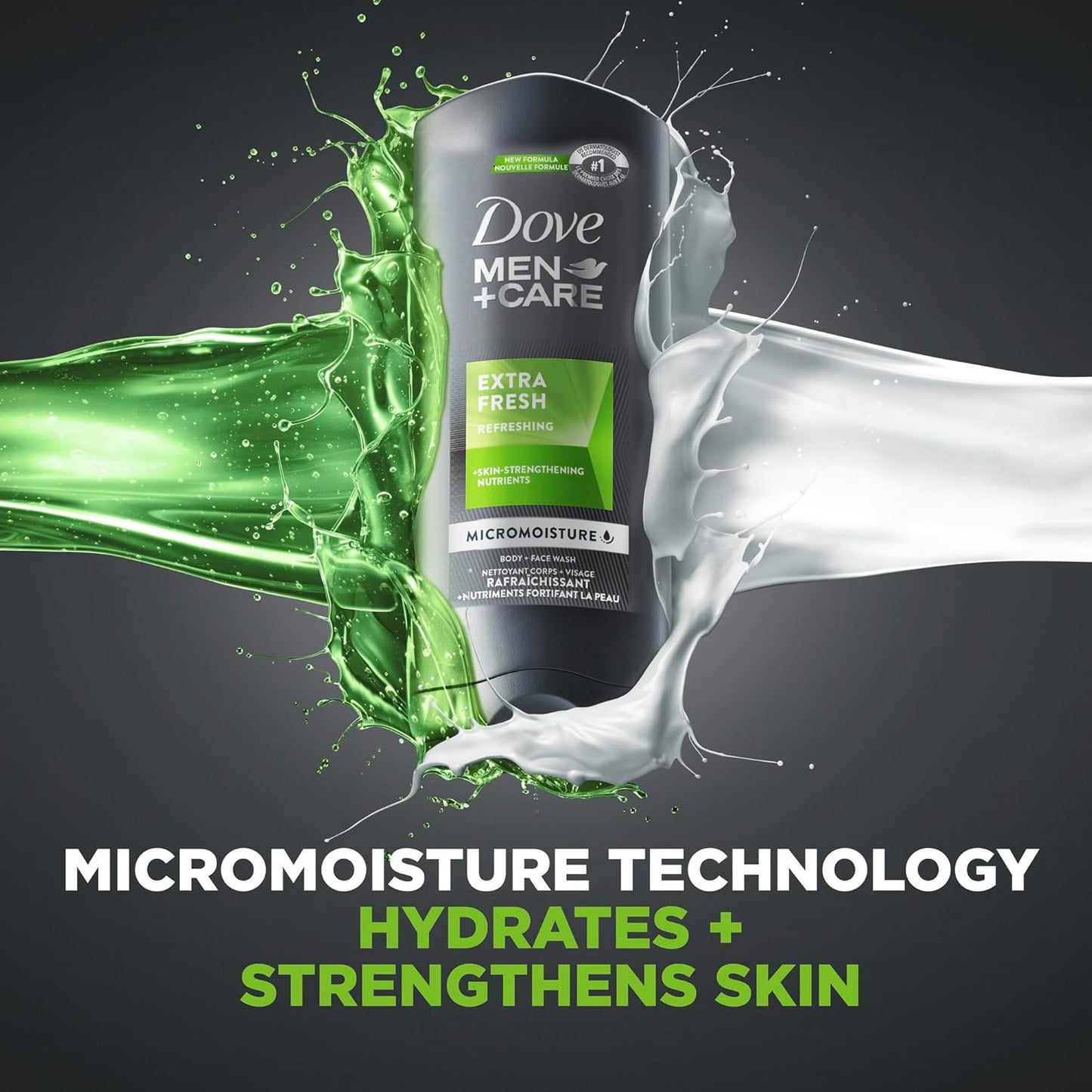 Dove Men+Care Extra Fresh Body Wash 4-Pack - 18 Oz Each, Refreshing Cleanse & Nourishing Care for Men's Skin