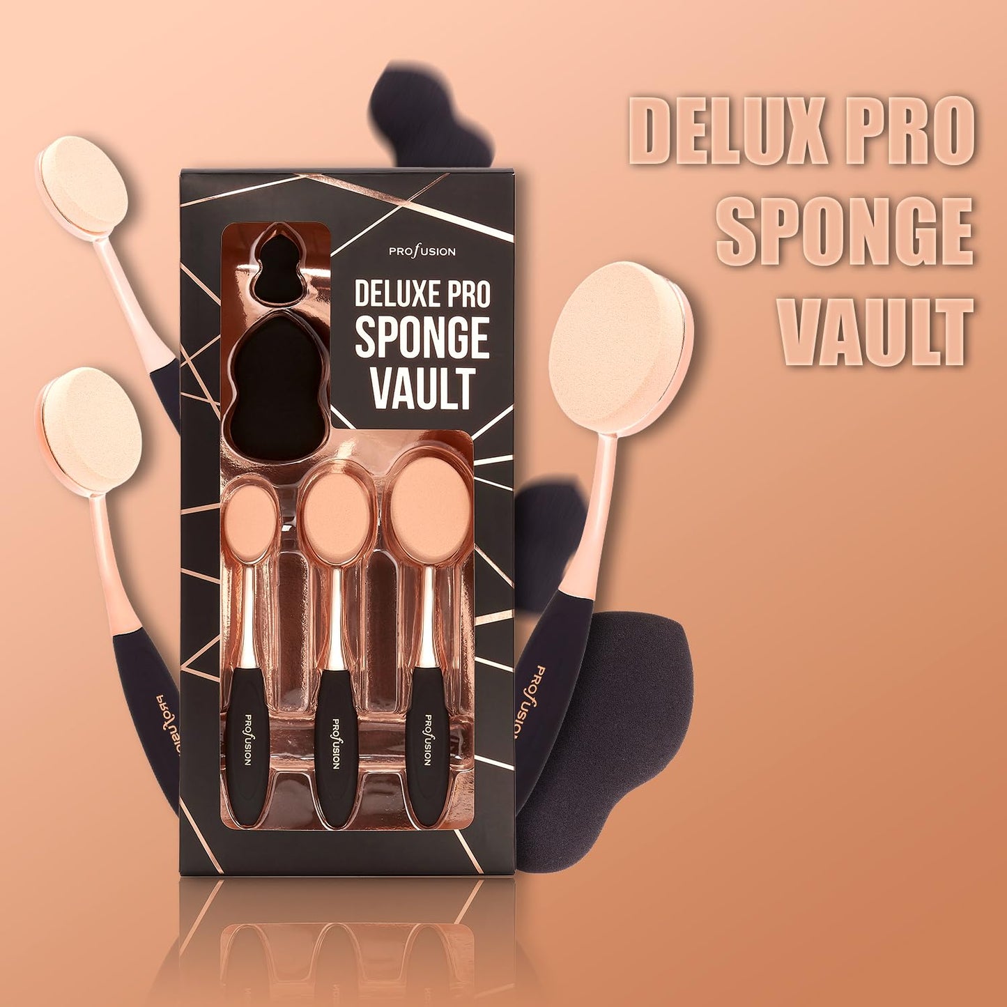 Ultimate 5-Piece Beauty Sponge Set: 3 Oval Handle Sponges & 2 Blenders for Flawless Liquid & Cream Application