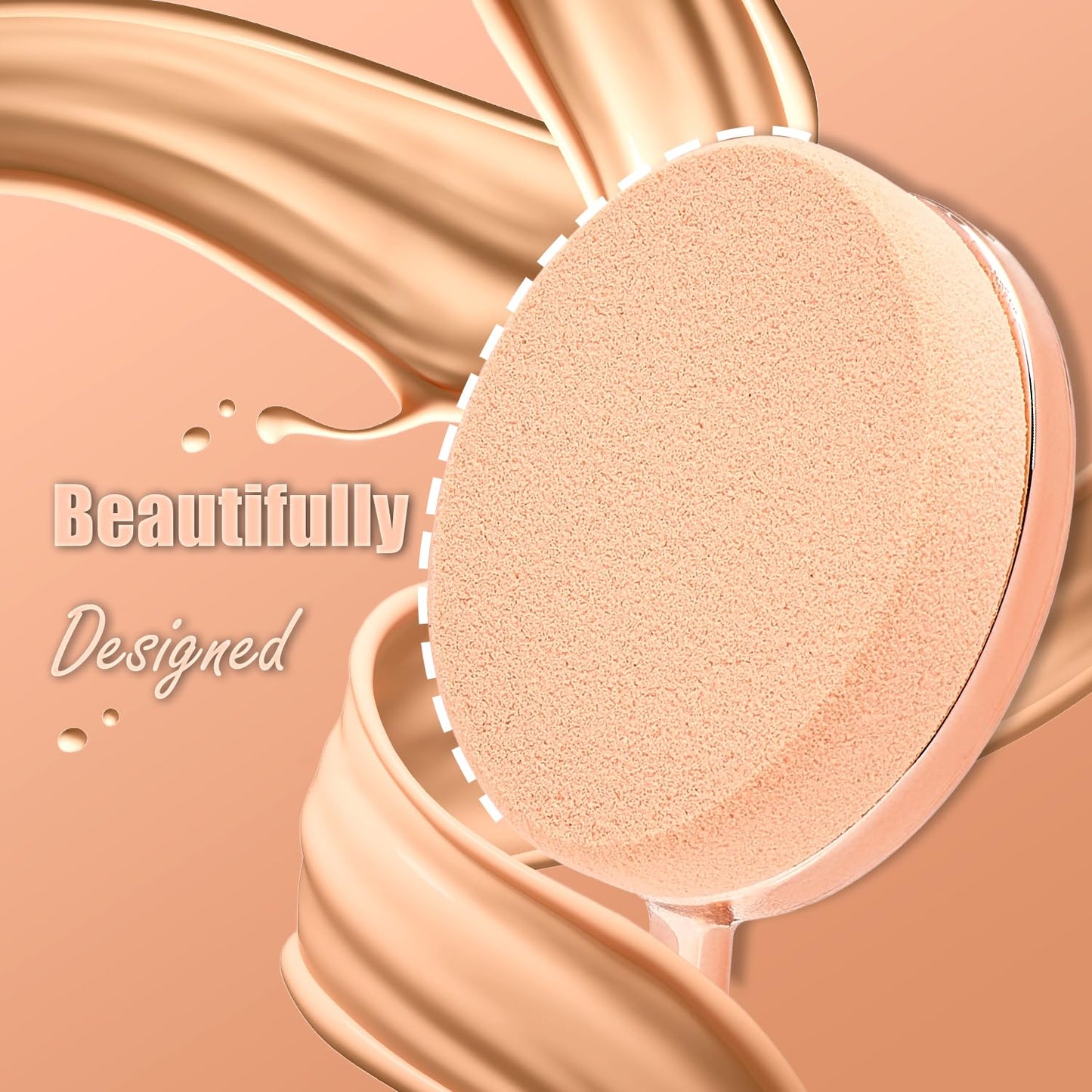 Ultimate 5-Piece Beauty Sponge Set: 3 Oval Handle Sponges & 2 Blenders for Flawless Liquid & Cream Application