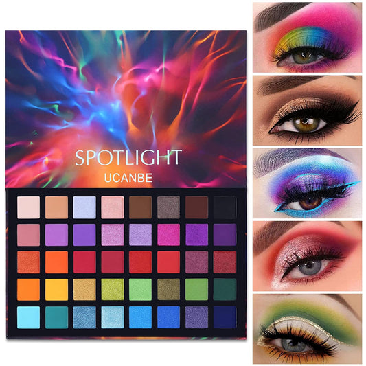 Professional 40-Color Spotlight Eyeshadow Palette - Highly Pigmented Matte & Shimmer Shades for Long-Lasting, Waterproof Makeup