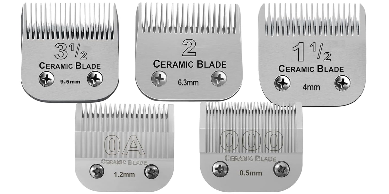 Professional Detachable Ceramic Blade Set - 5 Sets for Oster & Ainds Clippers (0.5-9.5mm)