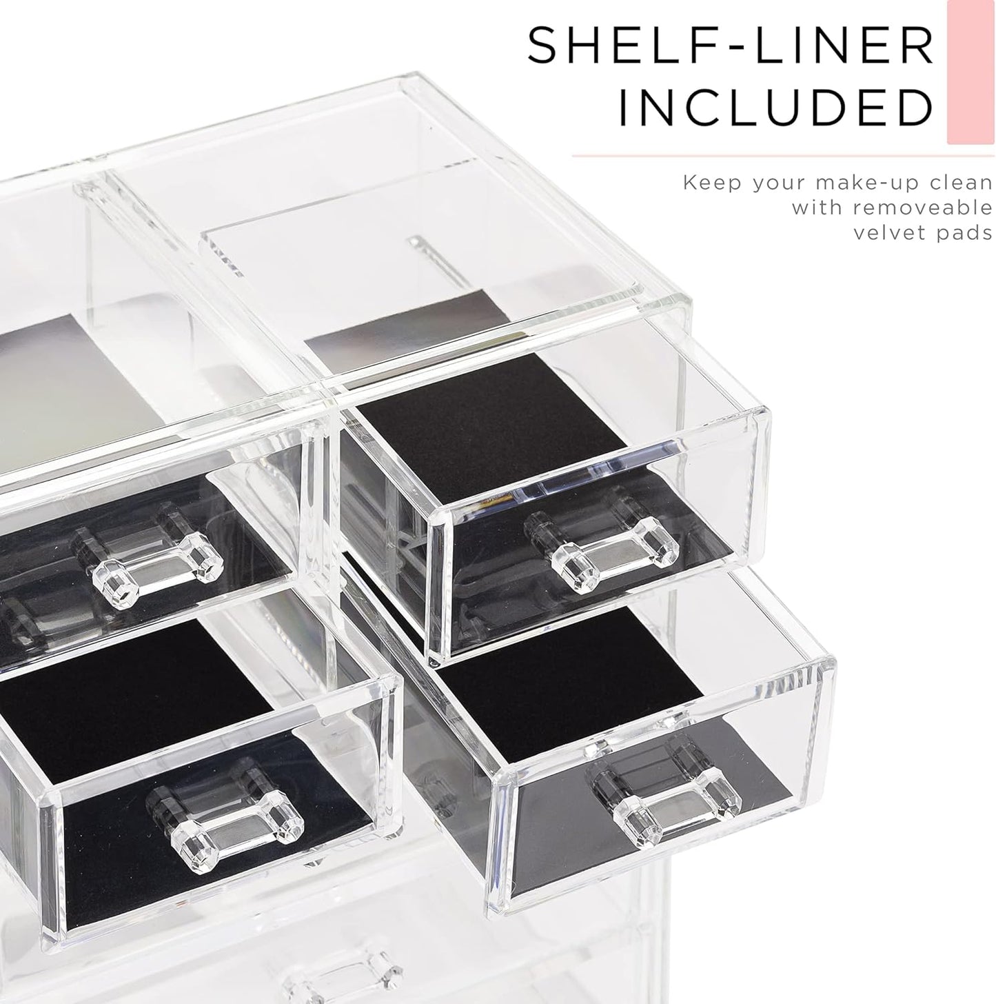 Acrylic Makeup Organizer Set, 7-Drawer Vanity & Countertop Cosmetic Storage with Small & Wide Compartments, Clear Makeup Storage for Brushes, Lipsticks, Jewelry – Holiday Gift for Women & Teens