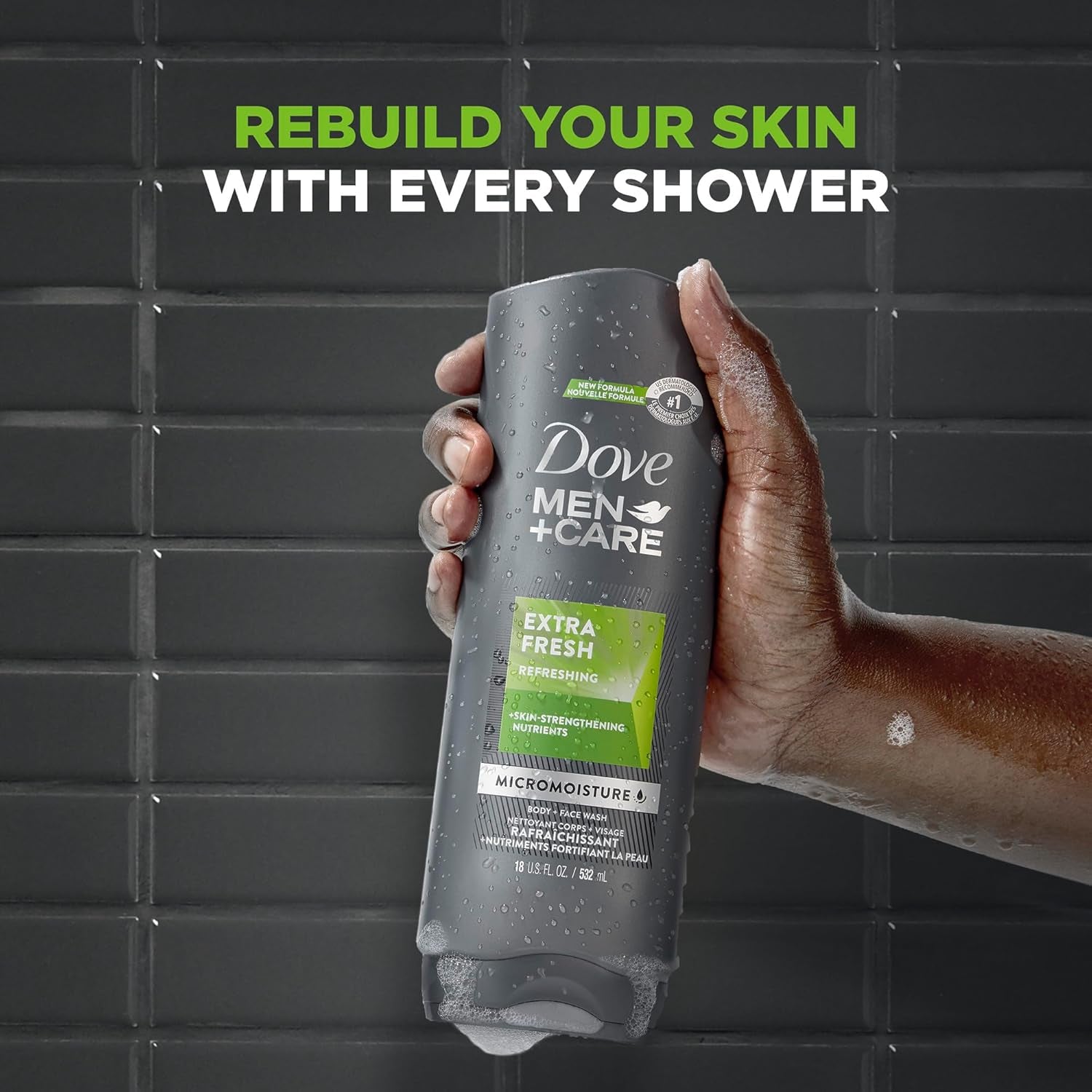 Dove Men+Care Extra Fresh Body Wash 4-Pack - 18 Oz Each, Refreshing Cleanse & Nourishing Care for Men's Skin