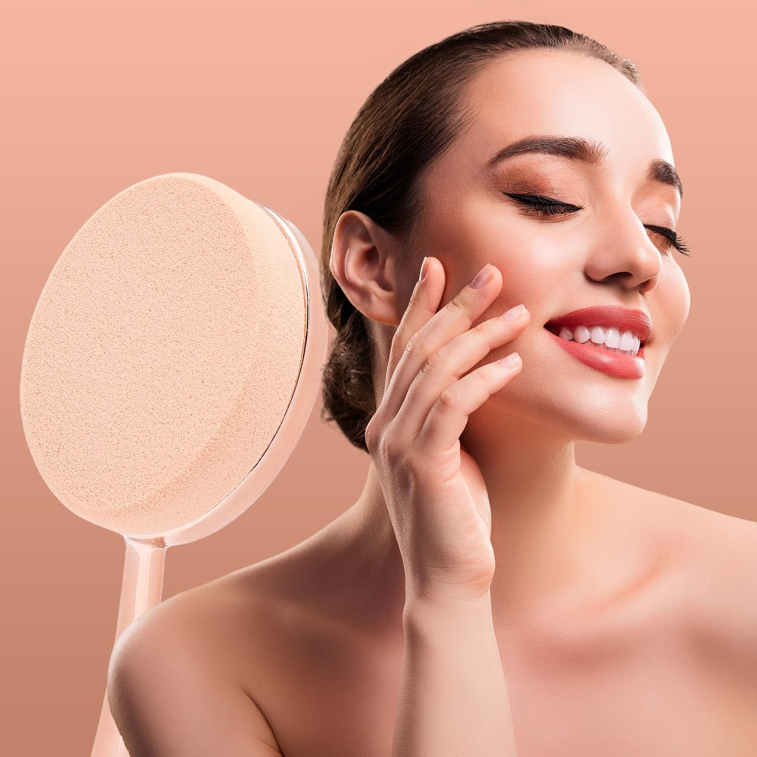 Ultimate 5-Piece Beauty Sponge Set: 3 Oval Handle Sponges & 2 Blenders for Flawless Liquid & Cream Application