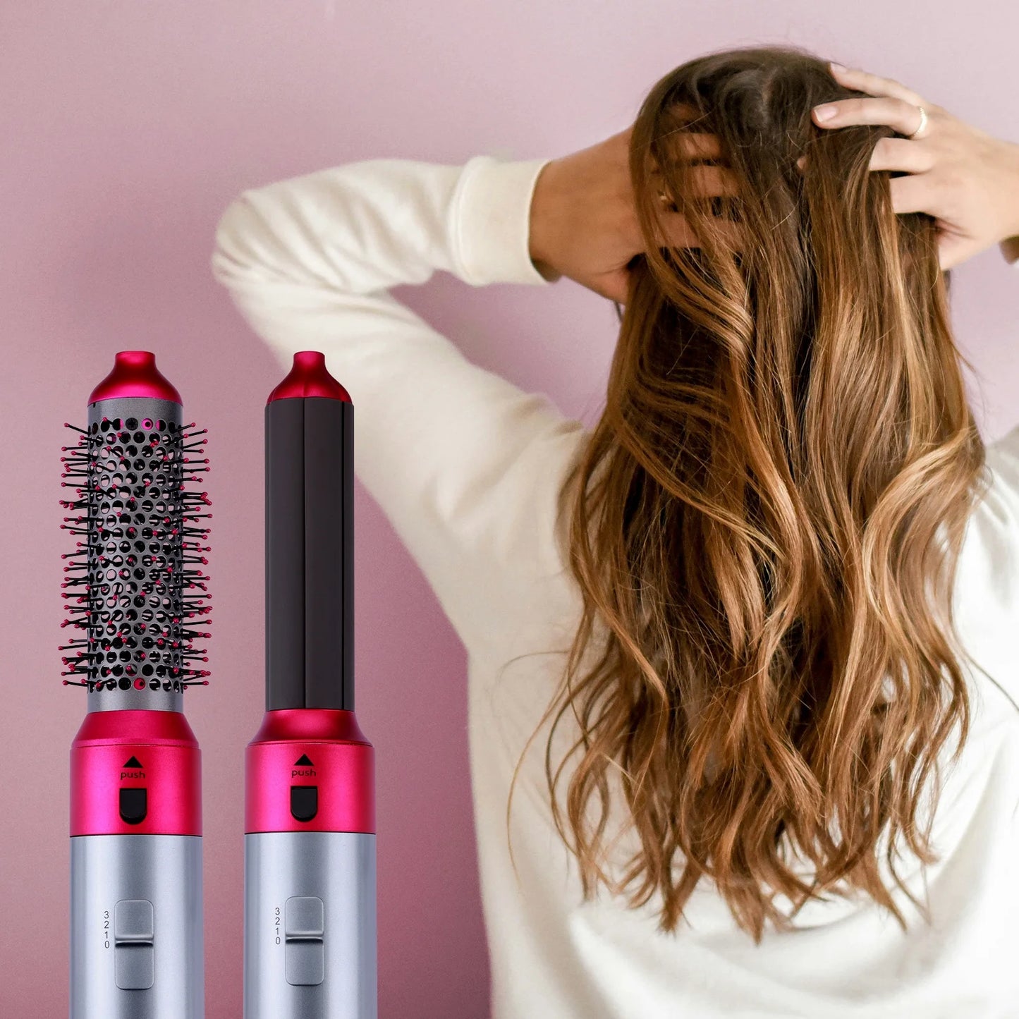 Versatile 5-in-1 Hot Air Brush: Straighten, Curl, and Style with Detachable Brush Heads!