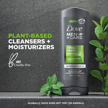 Dove Men+Care Extra Fresh Body Wash 4-Pack - 18 Oz Each, Refreshing Cleanse & Nourishing Care for Men's Skin