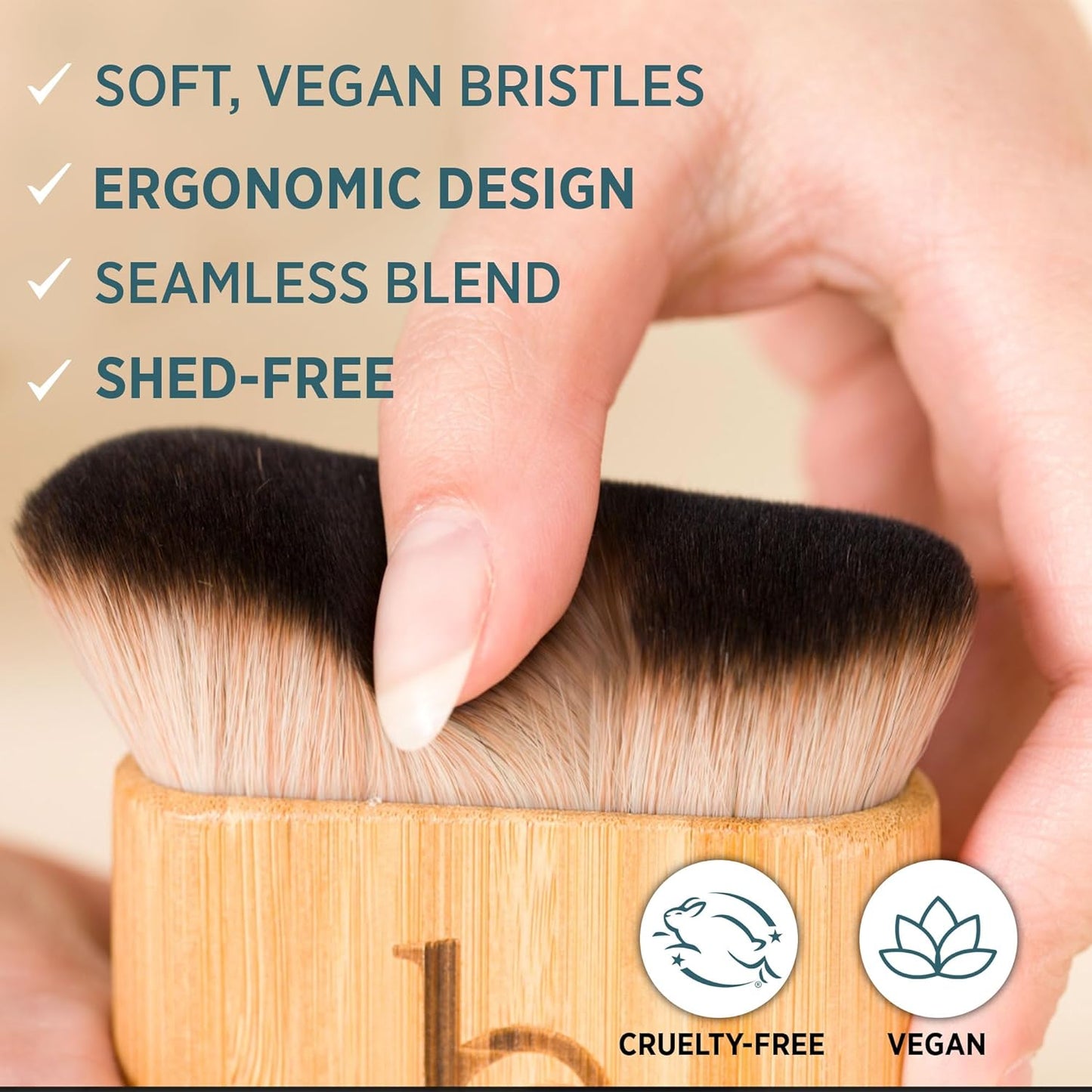 Ultra Soft Kabuki Self Tanner Brush - Streak-Free Blending Applicator for Flawless Sunless Tan, Easy to Clean & Durable