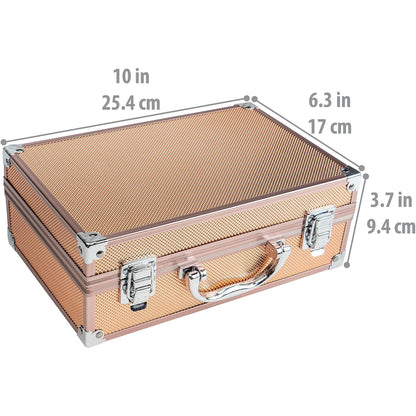 Carry All Make up Train Case with Pro Makeup Set, Beauty Brushes, Lipsticks, Eye Shadows, Blushes, Powders, and More - Reusable Cosmetics Storage Organizer - Premium Gift Packaging - Pink