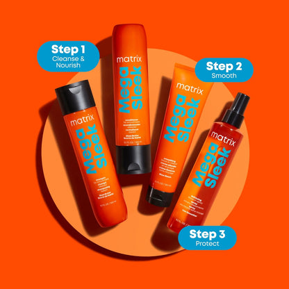 Mega Sleek Shampoo and Conditioner Set - Smoothing, Anti-Frizz, Detangling, for Dry, Damaged & Frizzy Hair, Nourishes with Shea Butter, Vegan