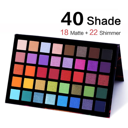 Professional 40-Color Spotlight Eyeshadow Palette - Highly Pigmented Matte & Shimmer Shades for Long-Lasting, Waterproof Makeup
