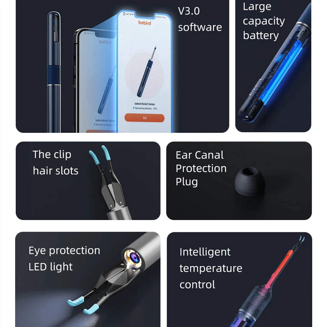 Smart Visual Ear Cleaner with Mini Camera - Note5 Pro Endoscope Tweezers for Personal Health Care