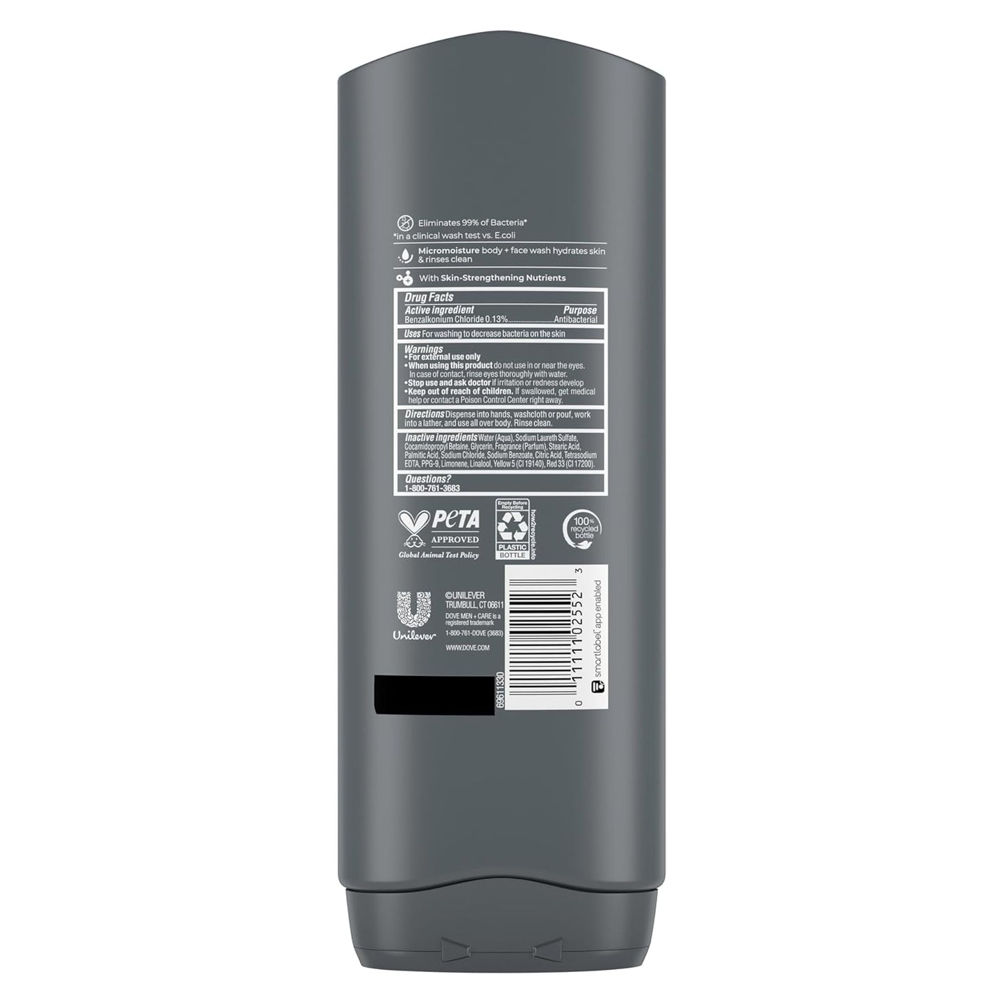 Dove Men+Care Body Wash Skin Defense - 4 Pack for Smooth, Hydrated Skin - 18 Oz Each, Bacteria-Fighting Nourishment