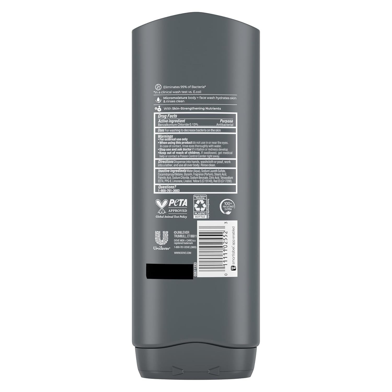 Dove Men+Care Body Wash Skin Defense - 4 Pack for Smooth, Hydrated Skin - 18 Oz Each, Bacteria-Fighting Nourishment