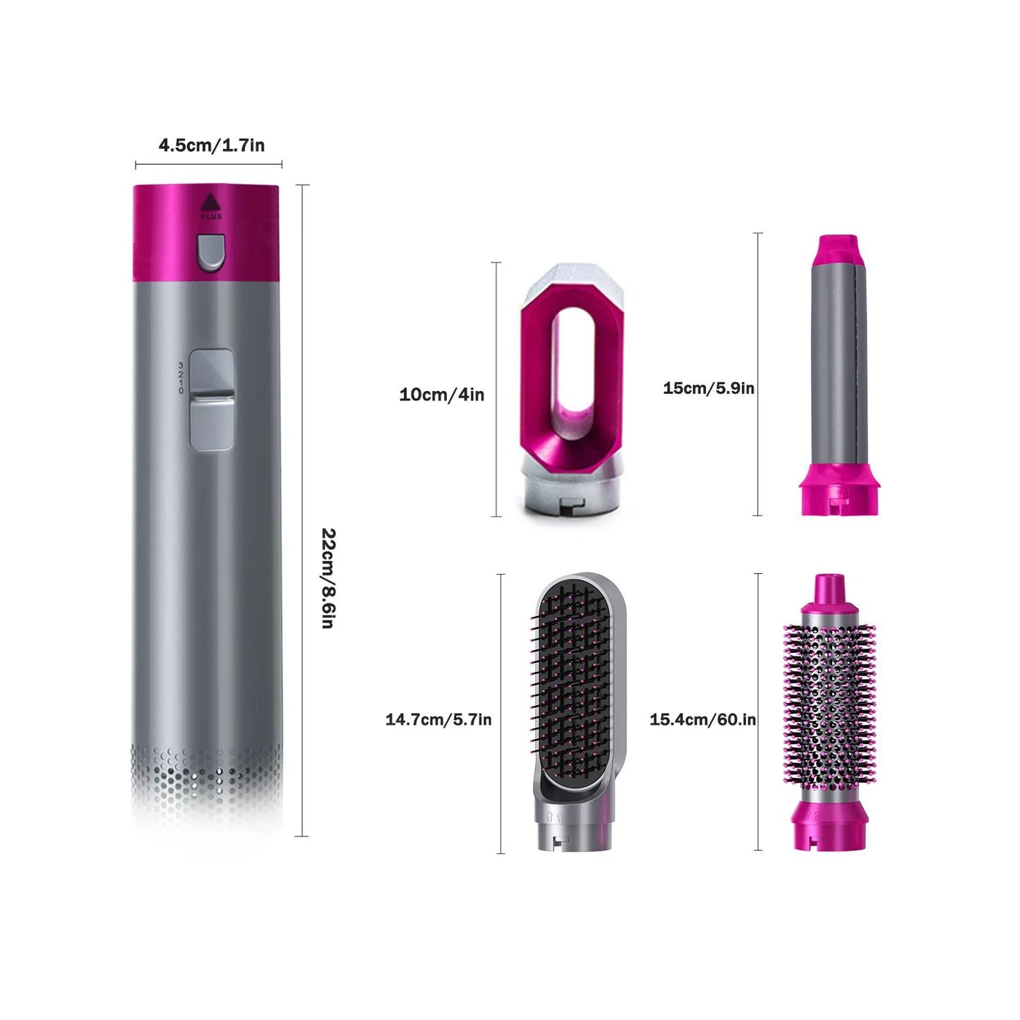 Versatile 5-in-1 Hot Air Brush: Straighten, Curl, and Style with Detachable Brush Heads!