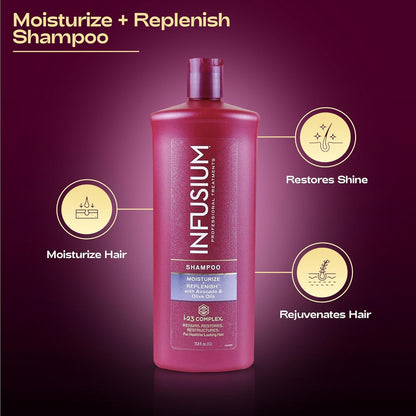Moisturize and Replenish Shampoo - Infused with Avocado and Olive Oil - Hair Care for Dry Hair - Moisturizing Shampoo for Women - 1 L