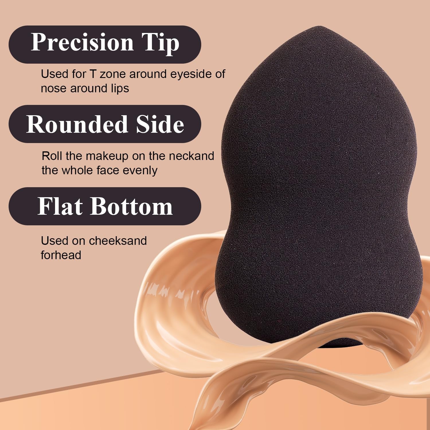 Ultimate 5-Piece Beauty Sponge Set: 3 Oval Handle Sponges & 2 Blenders for Flawless Liquid & Cream Application