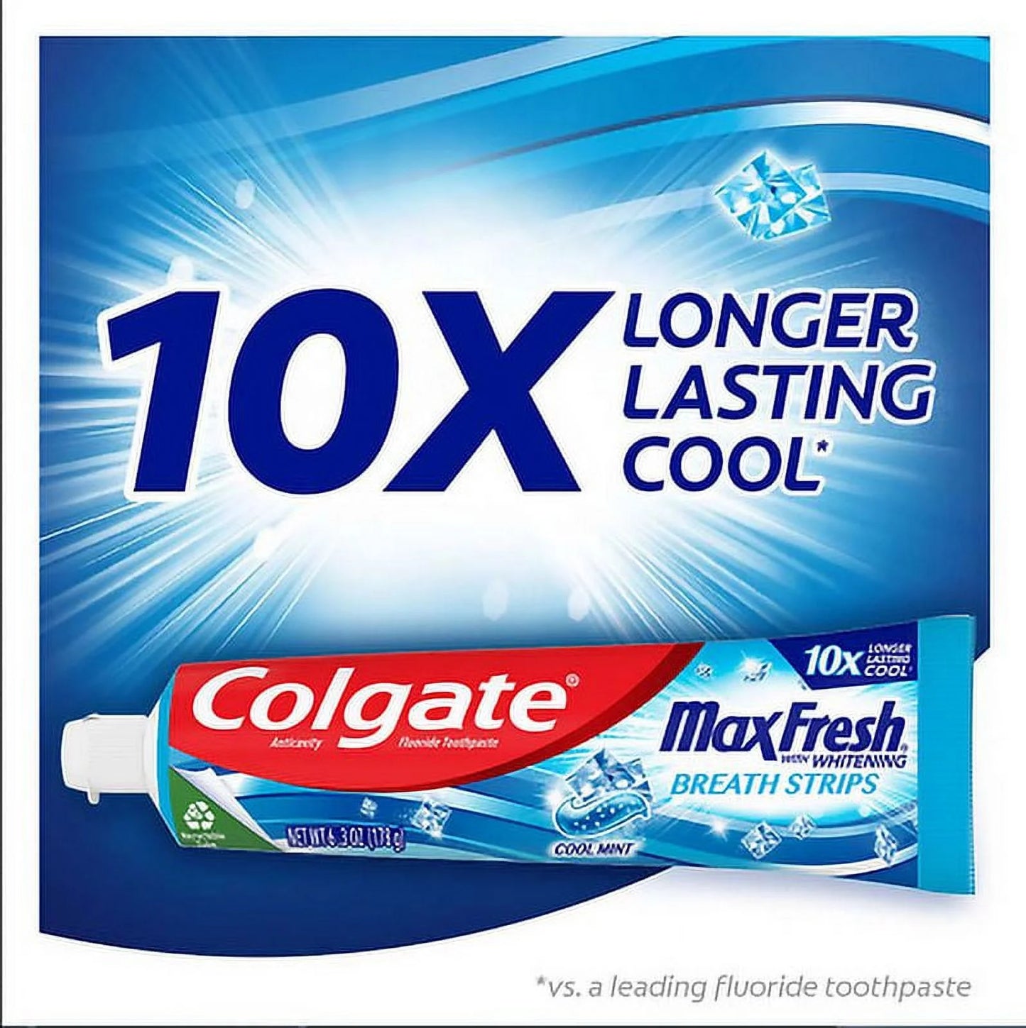 Max Fresh Cool Mint Toothpaste with Mini Breath Strips - 5 Pack (7.3 Oz)