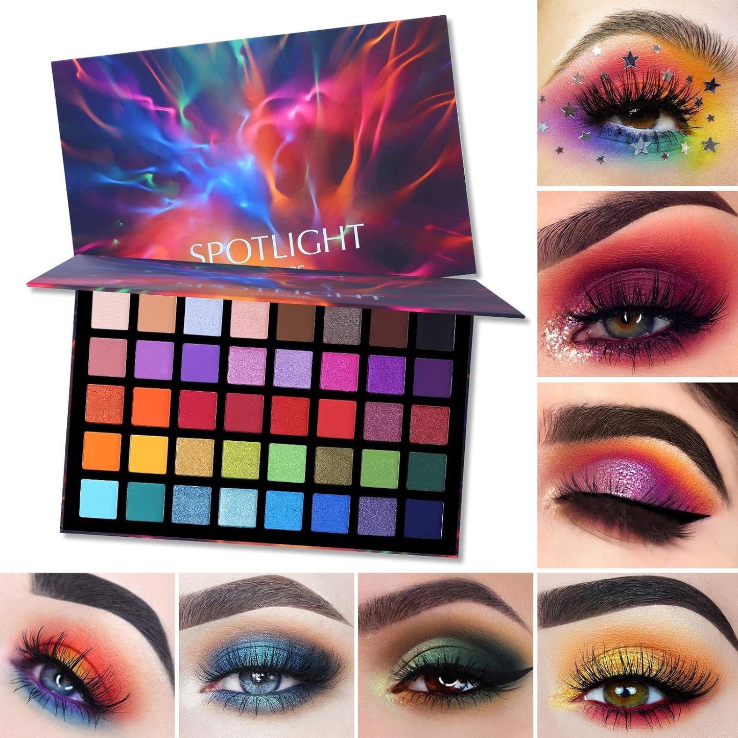 Professional 40-Color Spotlight Eyeshadow Palette - Highly Pigmented Matte & Shimmer Shades for Long-Lasting, Waterproof Makeup
