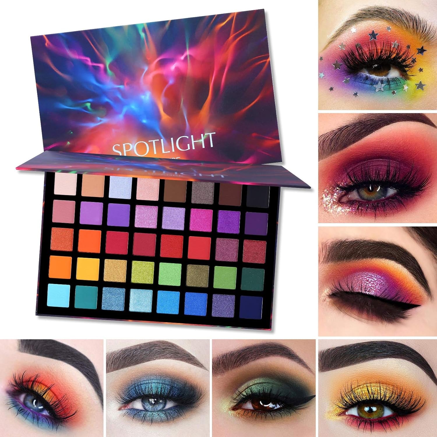 Professional 40-Color Spotlight Eyeshadow Palette - Highly Pigmented Matte & Shimmer Shades for Long-Lasting, Waterproof Makeup